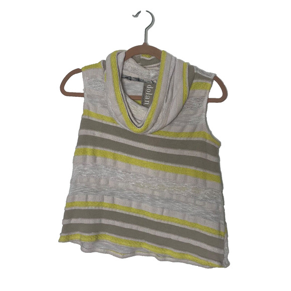 Dolan Top Womens XS Sleeveless Sweater Cowl Neck Knit Beachy Charente White Tan - Picture 1 of 4
